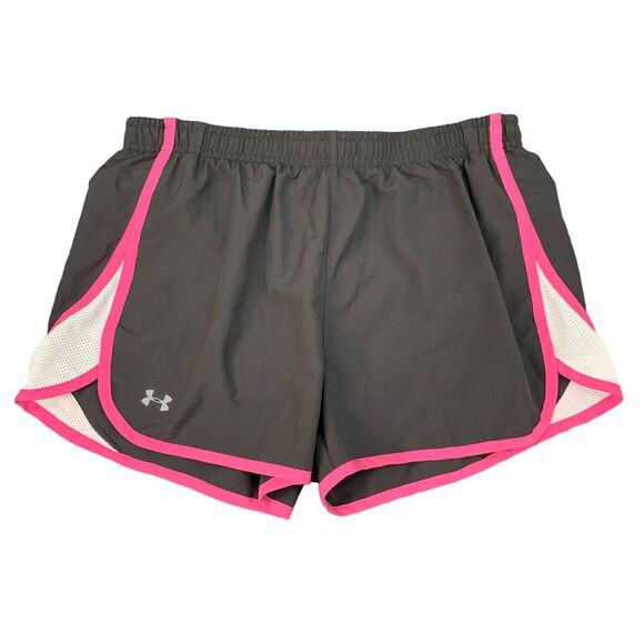 Under Armour Running Short Womens M Gray Pink Heat Gear Lightweight Brief Liner - Picture 1 of 13